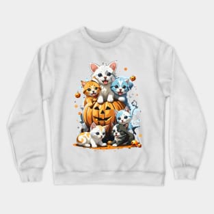 Kawaii Kittens And Dogs Playing Crewneck Sweatshirt